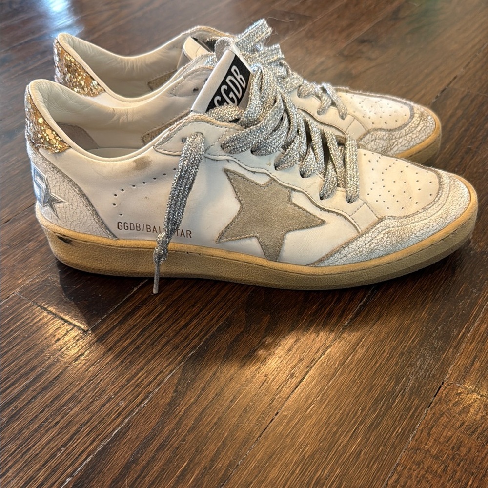White and Silver Star Sneakers